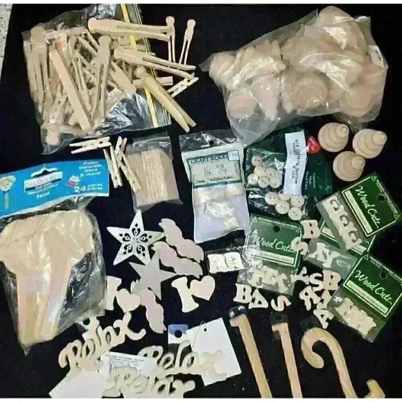 Woodcraft Other - Mixed Lot Unfinished 1.5 lb. Wood Craft Pieces NEW & Opened Assortment Dollhouse